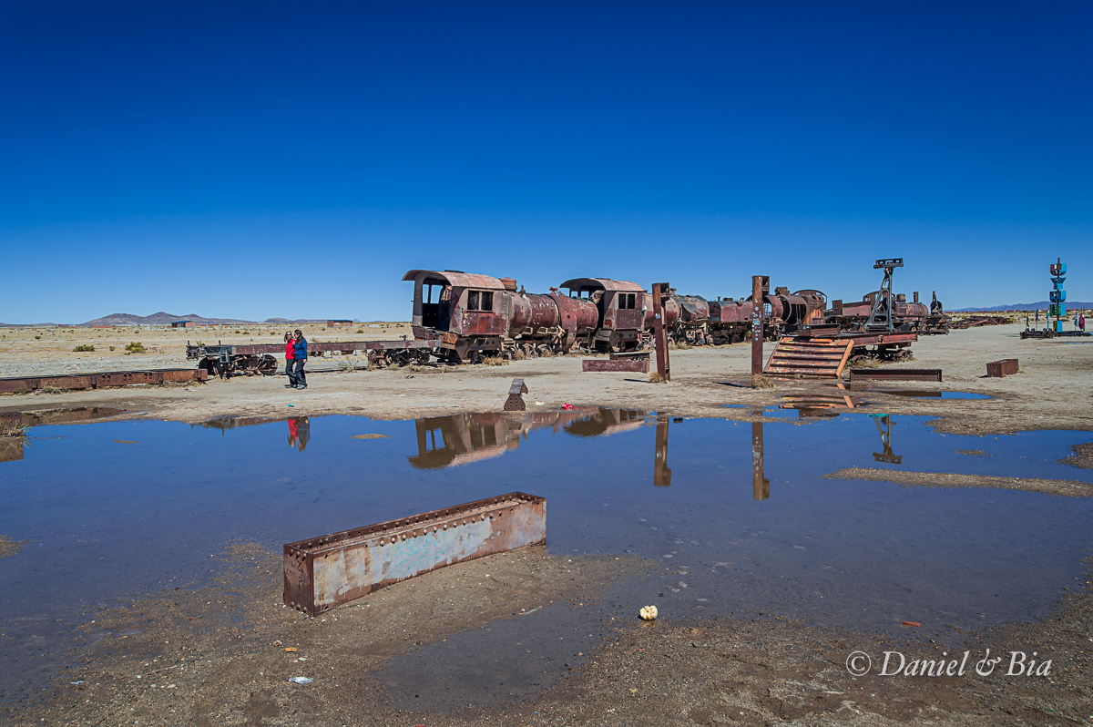 Uyuni - Cemitério de Trens, Bolívia, 21/08/2026. Foto Daniel e Bia.
